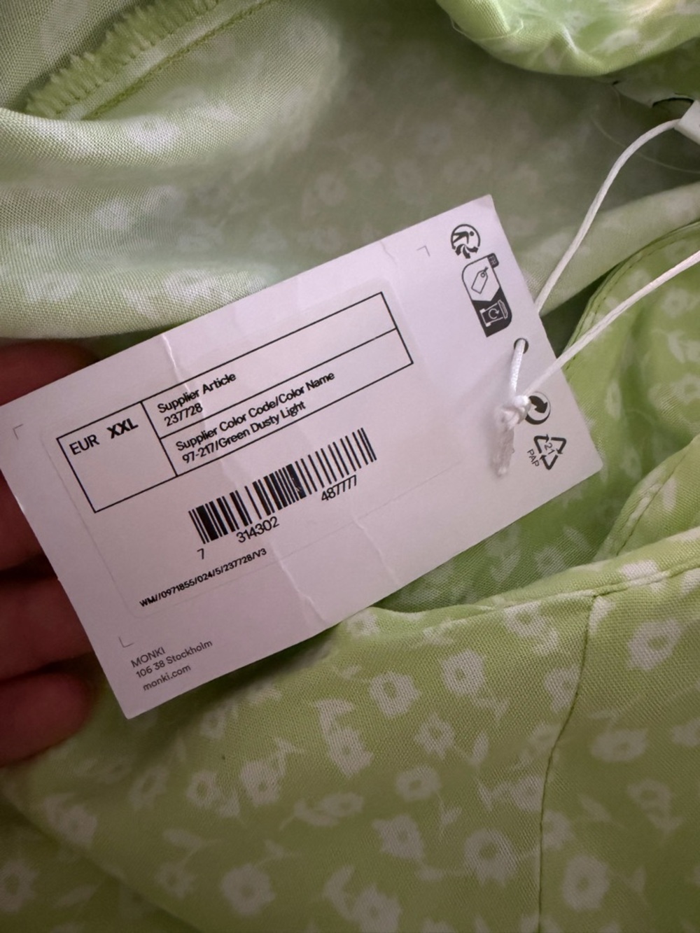 ASOS MONKI Lime Floral Button Mini Dress XXL Casual Belted Shirt Dress NWT - Picture 8 of 10